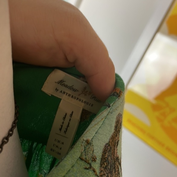 ANTHROPOLOGIE | Meadow Rue GREEN Bon Voyage Wrap Waist Tie Blouse Size 4 - Picture 6 of 7